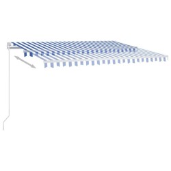 Auvent manuel rétractable avec LED 400x350 cm Bleu et blanc 