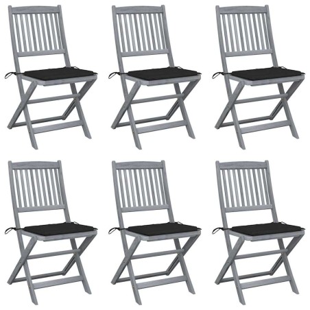 Chaises pliables d'extérieur lot de 6 et coussins Bois d'acacia 