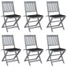 Chaises pliables d'extérieur lot de 6 et coussins Bois d'acacia 