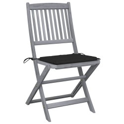 Chaises pliables d'extérieur lot de 6 et coussins Bois d'acacia 