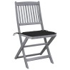 Chaises pliables d'extérieur lot de 6 et coussins Bois d'acacia 