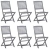 Chaises pliables d'extérieur lot de 6 et coussins Bois d'acacia 