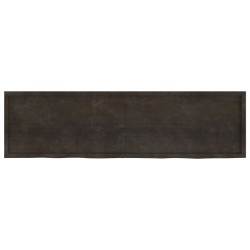 Comptoir de salle de bain marron foncé bois massif traité 