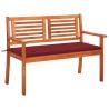 Banc de jardin 2 places avec coussin 120 cm Bois d'eucalyptus 
