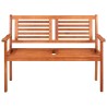 Banc de jardin 2 places avec coussin 120 cm Bois d'eucalyptus 