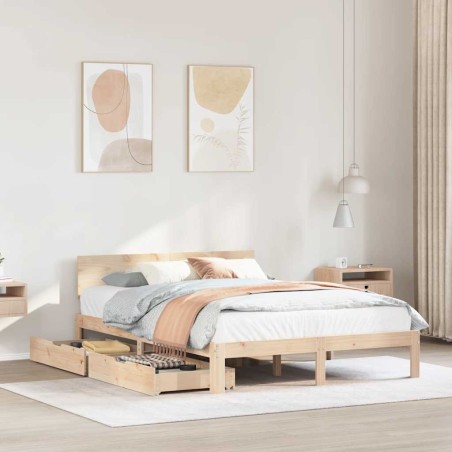 Cadre de lit avec tiroirs sans matelas 150x200 cm 