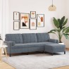 Canapé à 3 places avec repose-pieds Gris foncé 210 cm Velours 