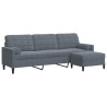 Canapé à 3 places avec repose-pieds Gris foncé 210 cm Velours 