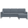Canapé à 3 places avec repose-pieds Gris foncé 210 cm Velours 