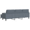 Canapé à 3 places avec repose-pieds Gris foncé 210 cm Velours 