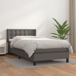 Sommier à lattes de lit avec matelas Gris 100x200 cm Similicuir 