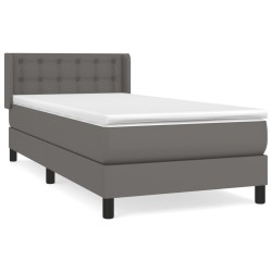 Sommier à lattes de lit avec matelas Gris 100x200 cm Similicuir 