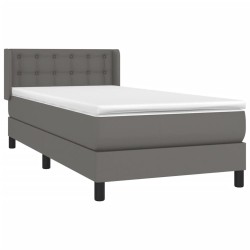 Sommier à lattes de lit avec matelas Gris 100x200 cm Similicuir 