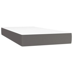 Sommier à lattes de lit avec matelas Gris 100x200 cm Similicuir 