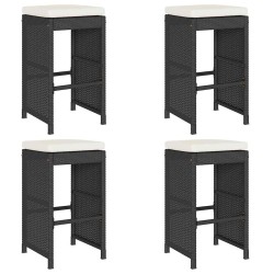 Tabourets de bar de jardin et coussins lot de 4 résine tressée 