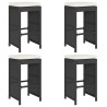 Tabourets de bar de jardin et coussins lot de 4 résine tressée 