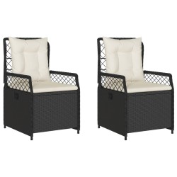 Chaises inclinables de jardin lot de 2 noir résine tressée 