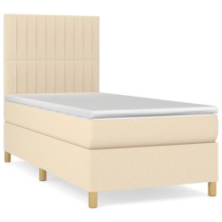 Sommier à lattes de lit avec matelas Crème 90x200 cm Tissu 