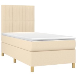 Sommier à lattes de lit avec matelas Crème 90x200 cm Tissu 