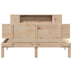 Lit bibliothèque sans matelas 140x190 cm bois de pin massif 