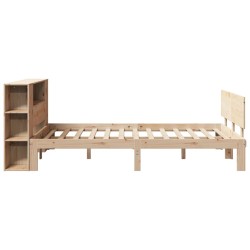 Lit bibliothèque sans matelas 140x190 cm bois de pin massif 