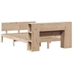 Lit bibliothèque sans matelas 140x190 cm bois de pin massif 