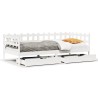 Lit de jour et tiroirs sans matelas blanc 90x200 cm bois massif 