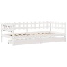 Lit de jour et tiroirs sans matelas blanc 90x200 cm bois massif 