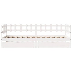 Lit de jour et tiroirs sans matelas blanc 90x200 cm bois massif 