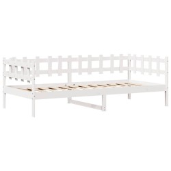 Lit de jour et tiroirs sans matelas blanc 90x200 cm bois massif 