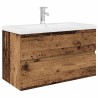 Meuble lavabo avec bassin et robinet intégrés vieux bois 