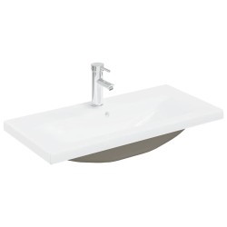 Meuble lavabo avec bassin et robinet intégrés vieux bois 