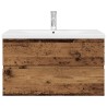 Meuble lavabo avec bassin et robinet intégrés vieux bois 