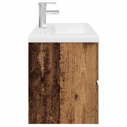 Meuble lavabo avec bassin et robinet intégrés vieux bois 