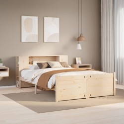 Lit bibliothèque sans matelas 140x200 cm bois massif de pin 