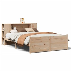 Lit bibliothèque sans matelas 140x200 cm bois massif de pin 