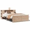 Lit bibliothèque sans matelas 140x200 cm bois massif de pin 
