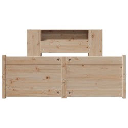 Lit bibliothèque sans matelas 140x200 cm bois massif de pin 