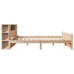 Lit bibliothèque sans matelas 140x200 cm bois massif de pin 