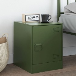 Table de chevet vert olive 34,5x39x44 cm acier 
