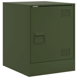 Table de chevet vert olive 34,5x39x44 cm acier 