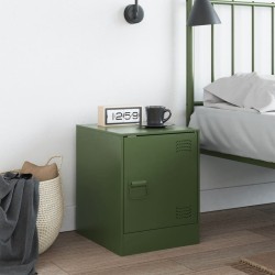 Table de chevet vert olive 34,5x39x44 cm acier 