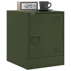Table de chevet vert olive 34,5x39x44 cm acier 