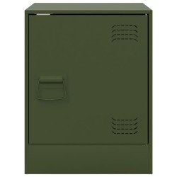 Table de chevet vert olive 34,5x39x44 cm acier 
