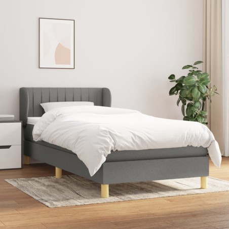 Sommier à lattes de lit et matelas Gris foncé 90x190 cm Tissu 