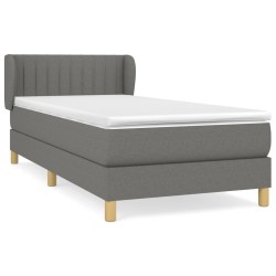 Sommier à lattes de lit et matelas Gris foncé 90x190 cm Tissu 
