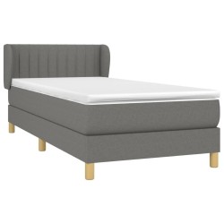 Sommier à lattes de lit et matelas Gris foncé 90x190 cm Tissu 