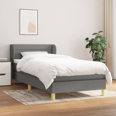 Sommier à lattes de lit et matelas Gris foncé 90x190 cm Tissu 