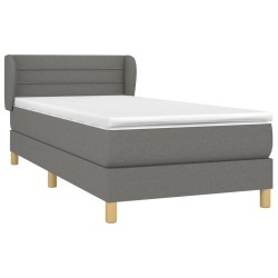 Sommier à lattes de lit et matelas Gris foncé 90x190 cm Tissu 