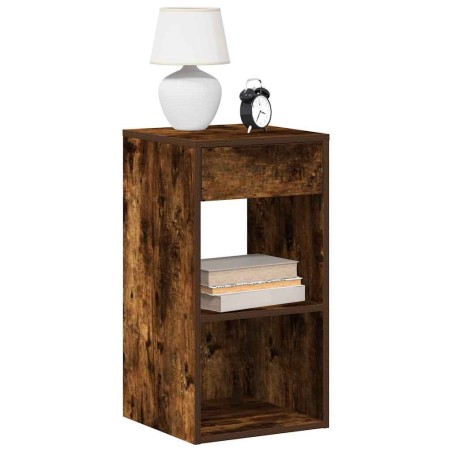 Table de chevet avec tiroir chêne fumé 35x34x66,5 cm 